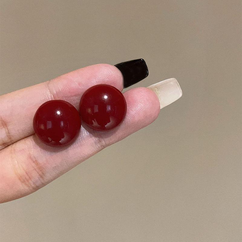 Maillard Coffee Color Amber Earrings Women's Autumn and Winter High-end Commuter Style Earrings Light Luxury Niche Design Earrings