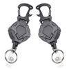 Heavy Duty Retractable Keychain with Magnetic Closure Tactical ID Badge Holder Reel Carabiner Clip Easy-pull Buckle