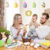 10pcs Easter Egg Unfinished Wood Ornaments Wood Slices DIY Crafts Unfinished Wooden Easter Ornaments with Hemp Rope for Easter