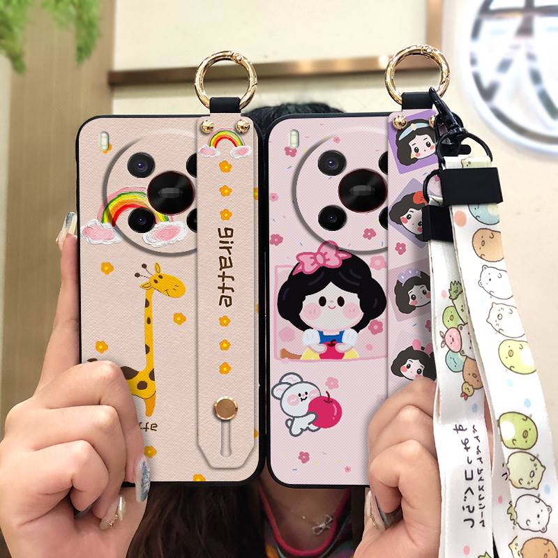 Silikonowe etui na telefon z smyczą dla ZTE Blade V70 Max/Nubia V70 Max Pyłoszczelny pasek na nadgarstek Podstawka Odporny na uderzenia Tylny pokrowiec