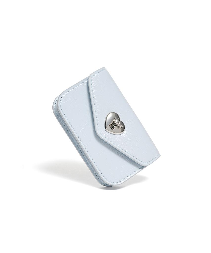 Lemasque Heart Lock Compact Business Card Holder Sky Blue