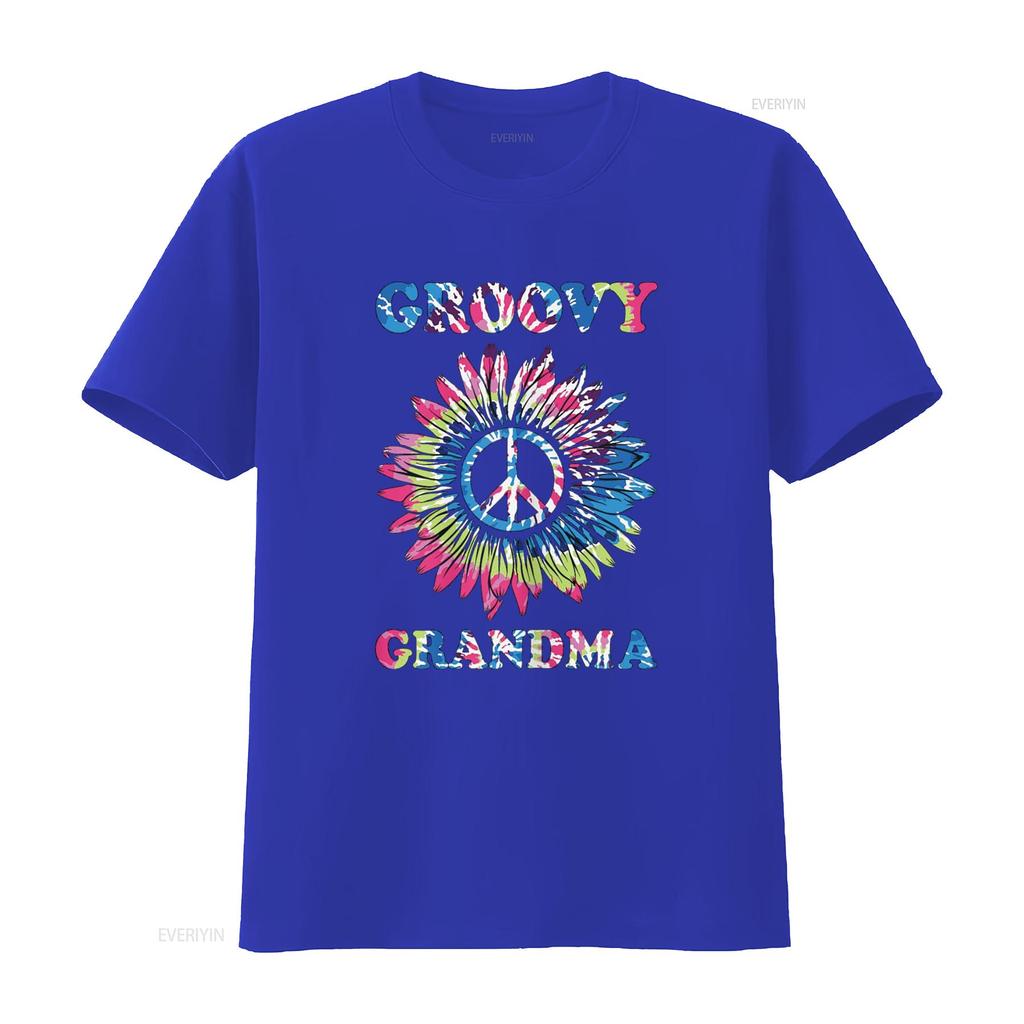 Groovy Grandma Vintage Tie Dye Peace Sign T Shirt vintage Washed Breathable Casual Slightly Top For Everyday Wear Versatile