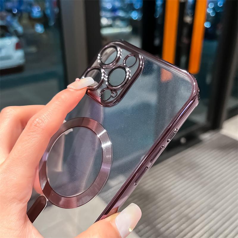 Applicable To Iphone16promax Electroplating Magnetic Suction 16 Mobile Phone Case 15 Apple 14 Transparent 13 Gradual Change Glitter 12