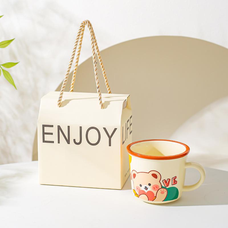 Design Sense Niche Office Water Cup Cute Pet Cartoon Illustration Animal Mug Household Couple Milk Breakfast Cup