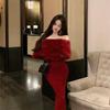 Élégante Robe de Soirée Rouge à Une Épaule pour Mondaines de Grande Taille