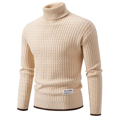 Men's Turtleneck Sweater Solid Color Knitted Warm Casual Pullovers