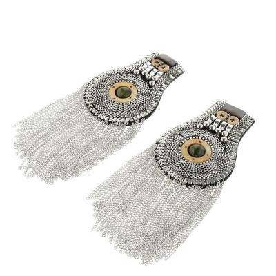 2pcs Fringe Shoulder Pieces Vintage Long Chain Tassel Epaulet Badge