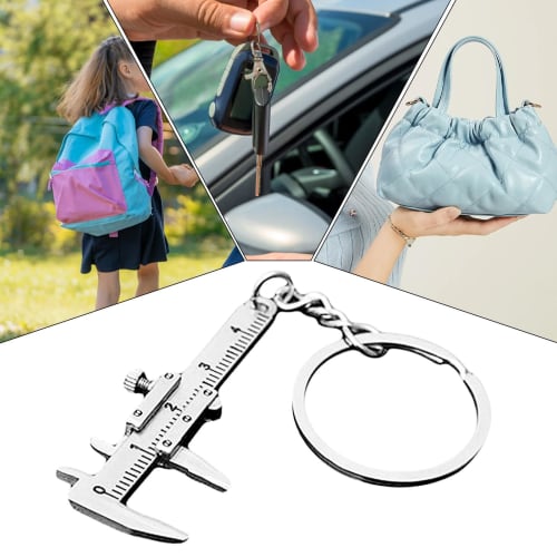 Gcerfby Vernier Caliper Keychain, Portable Car Key Pendant, Decorative Charm, Zinc Alloy Household Measuring Tool, 10.8x2.3cm, Versatile Accessory for