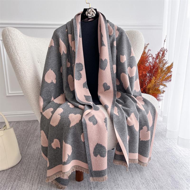 Luxury Winter Cashmere Scarf for Women Print Warm Pashmina Shawls Thick Blanket Lady Elegant Poncho Chunky Stoles Bufanda