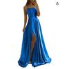 LYRIA Burgundy Satin Beach Maxi Women Dress for Christmas Sexy Side Slit Adjustable Straps Evening Prom Dress Cheap Bridesmaid Dresses