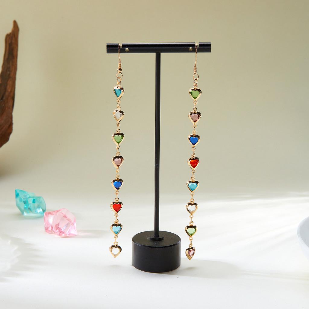 Spring Heart Themed Long Dangle Earrings With Tassels And Electroplated Finish For Girls