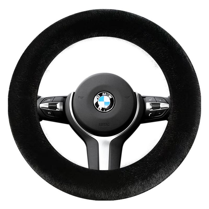 Plush Heated Steering Wheel Cover for Winter - Fits Tesla Y & Volkswagen, D-Shaped