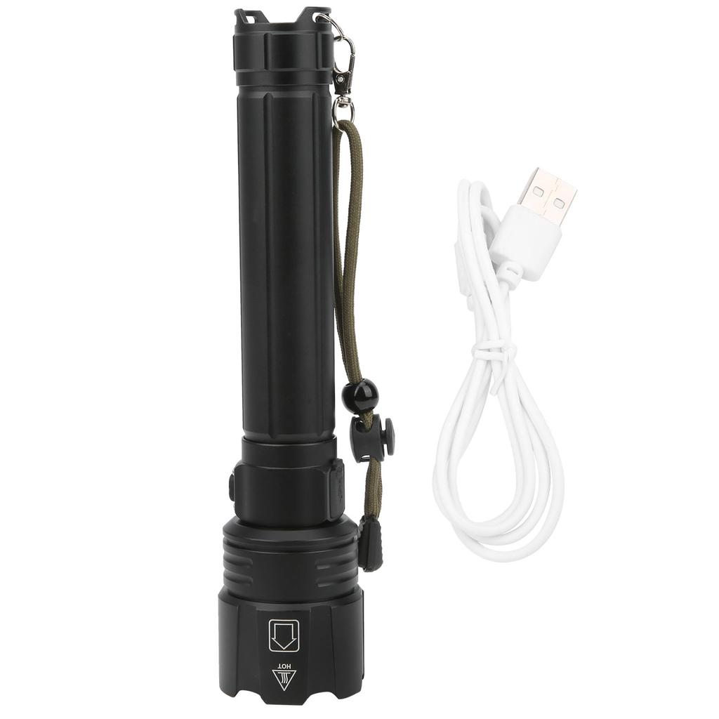 Portable LED Flashlight USB Rechargeable Zoom Flashlight with 3 Modes Emergency Torch