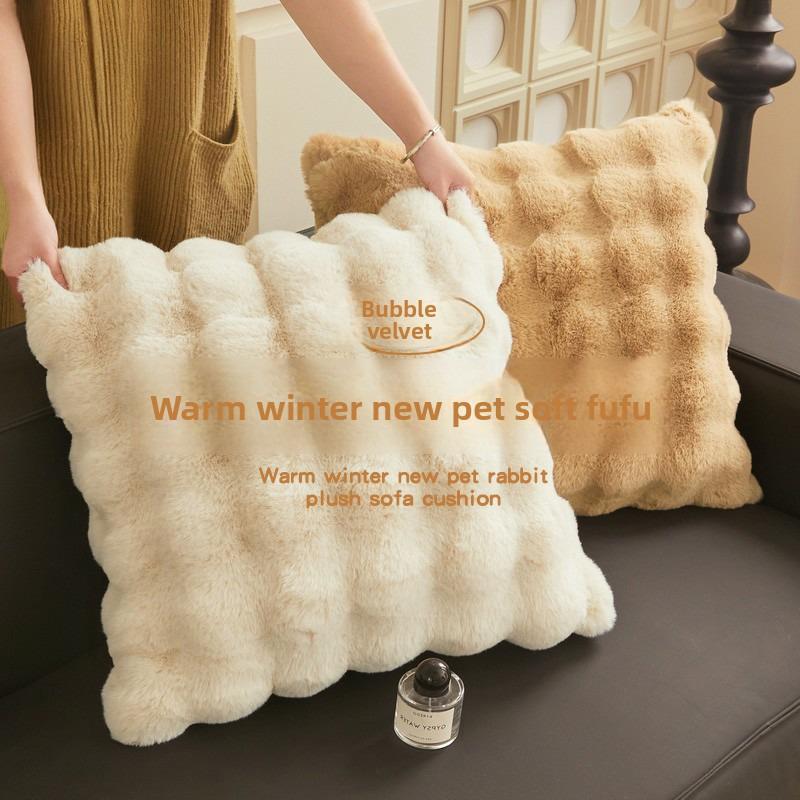 1pcs Faux Fur Solid Color 3D Soft Warm Plush Throw Pillow Covers For Living Room Sofa Bedroom Home Room Decor