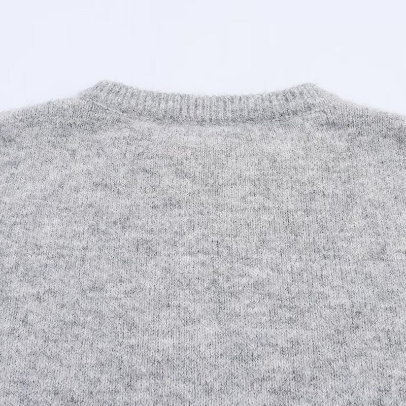 Kaslead New Women Clothes Western Style Round Neck Half Zipper Pullover Knit Sweater Short Skirt Sets