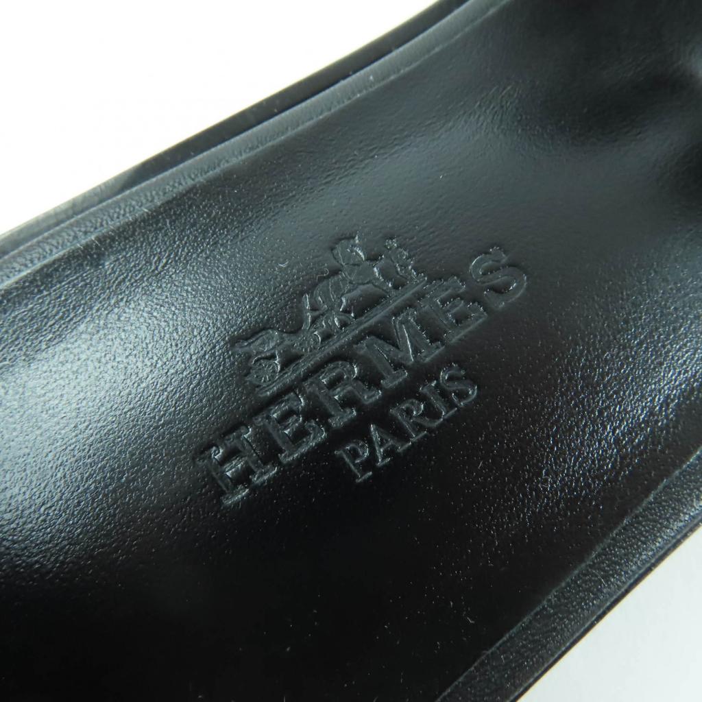 Pristine HERMES Sandals Santorini Ankle Strap Leather Black Leather Women 35 Used