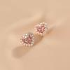 1 Paar herzförmige, exquisite und zarte, frische Ohrring-Accessoires im Waldstil mit rosa Diamanten