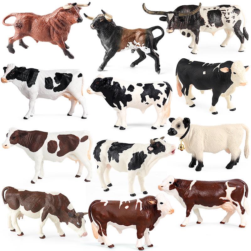 Realistic Farm Animal Model Set: Dairy Cow, Simmental Bull, Yellow Cattle, Fighting Bull, Water Buffalo, Yak