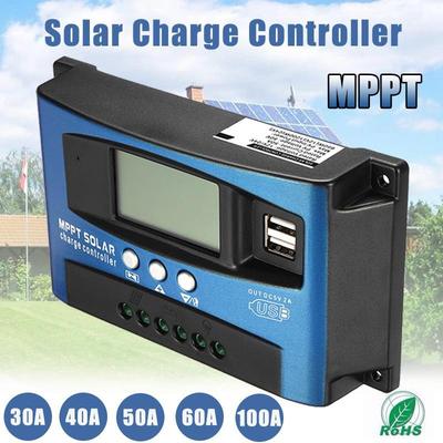 750W(12V) / 1500W(24V) Çift LCD Ekranlı Otomatik Güneş Paneli Şarj Regülatörü Yük USB Güneş Şarj Kontrol Cihazı