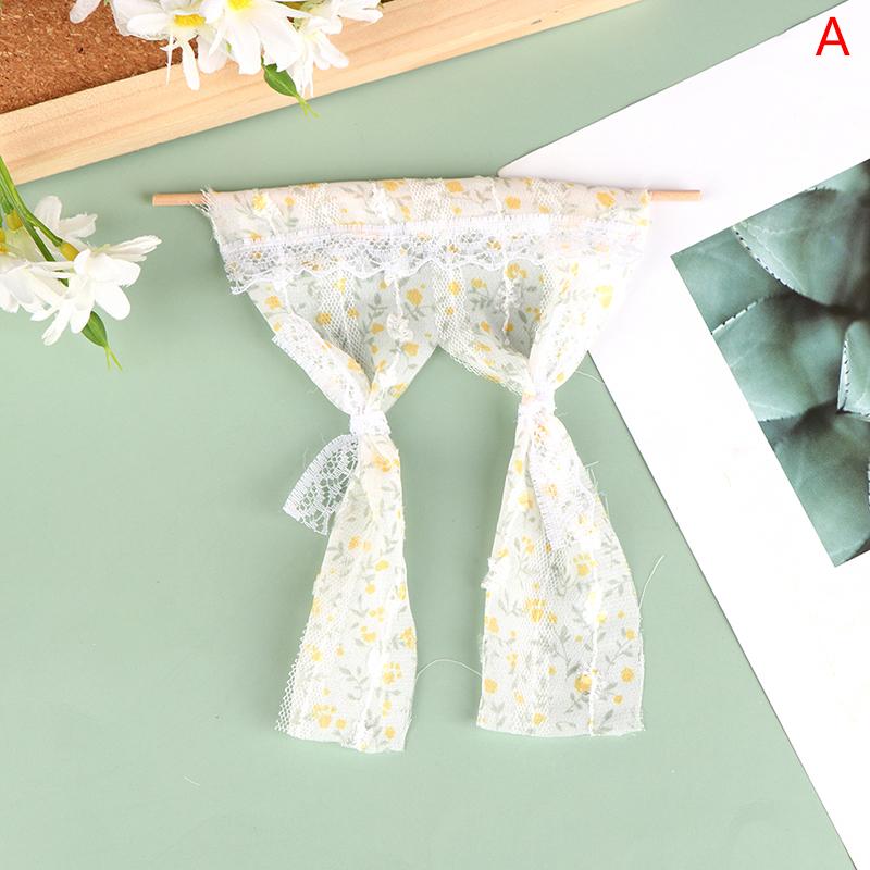 

1:12 мініатюрних квіткових штор для лялькового будиночка. Мереживна штора. Іграшка для меблів