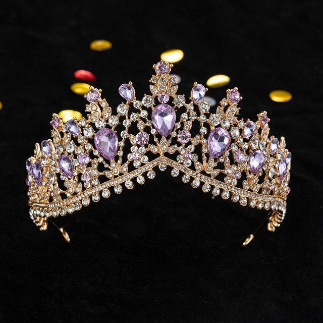 Newest Design European Red Crystal Crown Headwear Bridal Wedding Hair Accessories Jewelry Bride Tiaras Princess Crowns