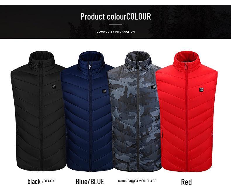 Herren Beheizbare Stehkragenweste mit USB-betriebenem Kohlefaser-Heizsystem