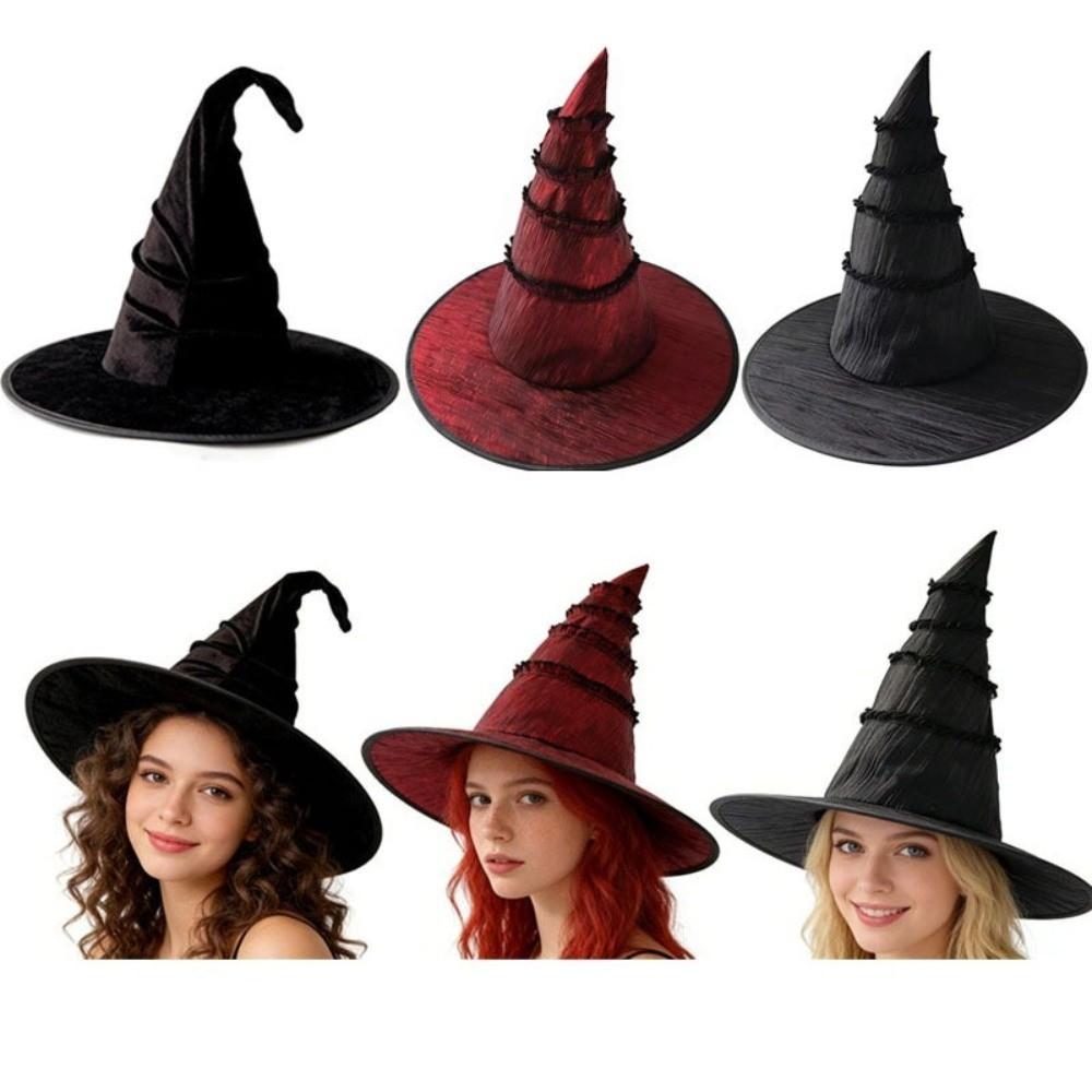 Gefalteter Lolita Hexenhut Großer Rand Damen Zaubererhut Party Kopfschmuck Halloween Hut Damen