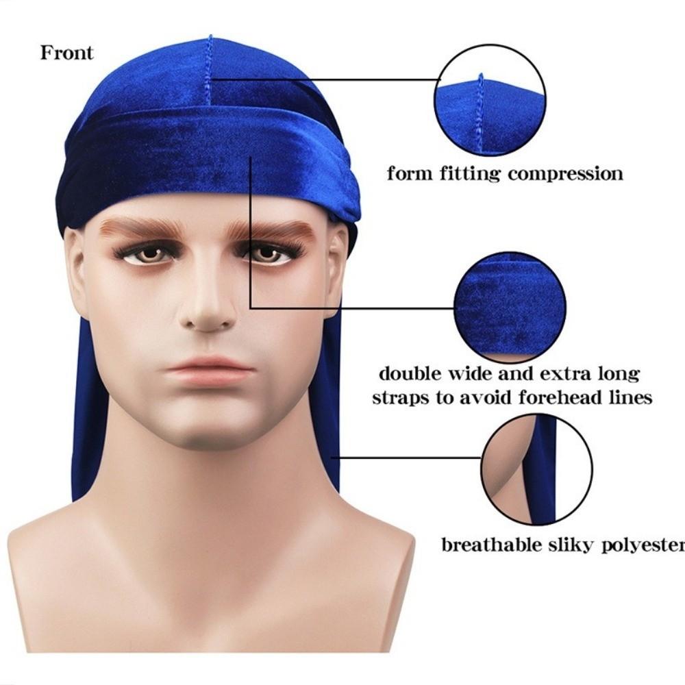 Long Tail Durags Caps Velvet Head Wrap New Bandana Beanie  Unisex