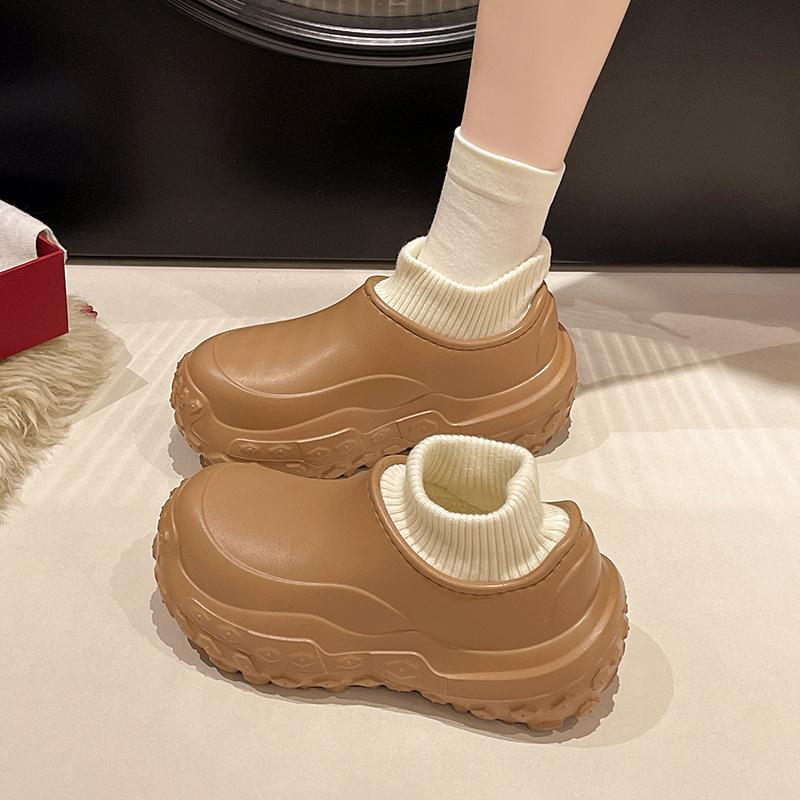 Fashion Smile Pop Stylish Shoes Women Outdoor Waterproof Non-slip Slippers Women Indoor Warm Fluffy Slippers Thick Sole Cotton Slippers