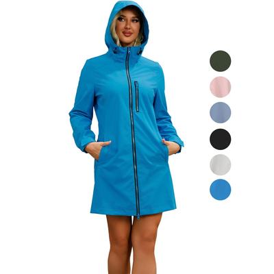 Women’s Trench Coats Hooded Zip Up Long Sleeves Waterproof Windcheaters Autumn Winter Outdoor Sports Casual Wear