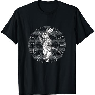 White Rabbit Vintage Clock Steampunk T Shirt T-Shirt