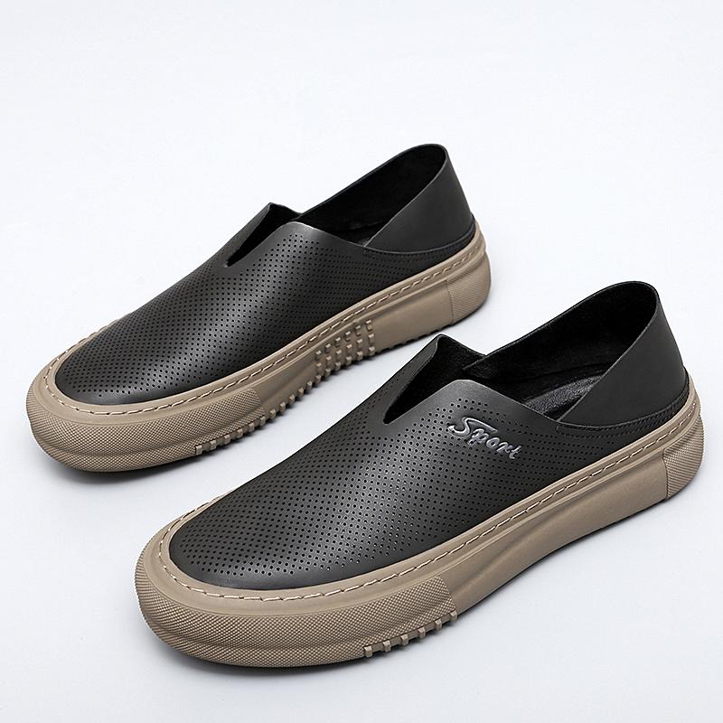 Summer Breathable Men's Leather Casual Shoes Fashion Slip On Handmade Rubber Loafers Outdoor Walking Sport Sneakers Mocassins