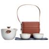Tianqing Huang Ru Handmade Ru Kiln One Pot Two Cups Earth Silver Award High-end Ru Kiln Outdoor Kung Fu Tea Set Business Gifts