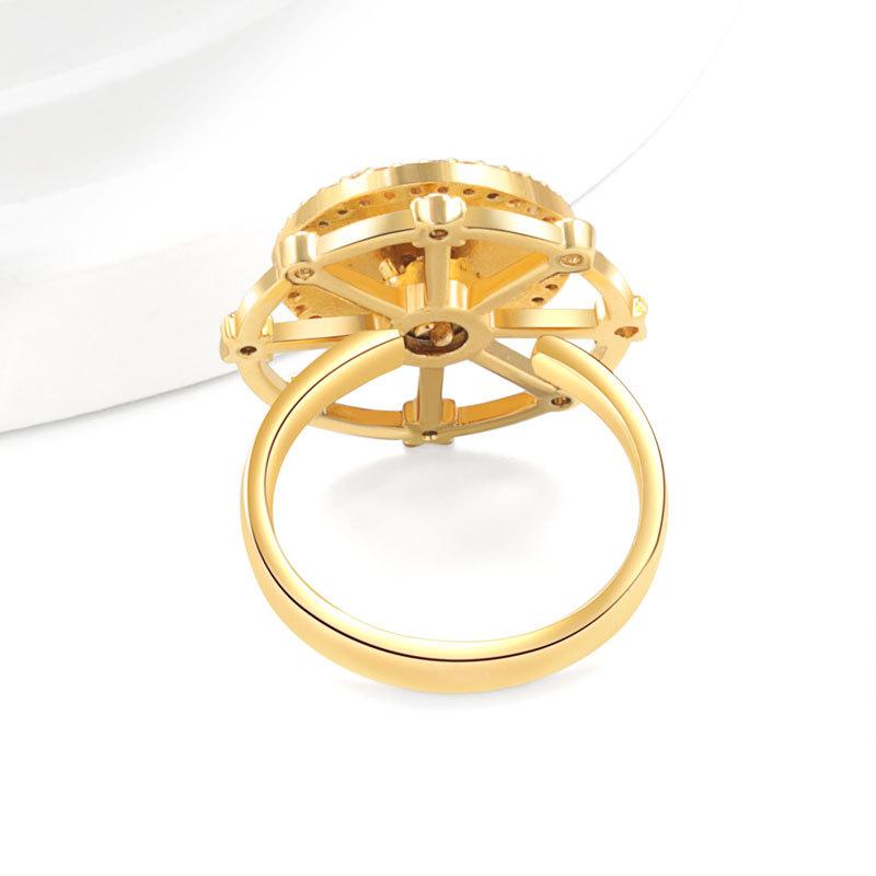 Gold Crystal Devil'S Eye Open Fidget Ring Adjustable Rotating Finger Band For Anxiety Relief Women'S Fashion Accessory