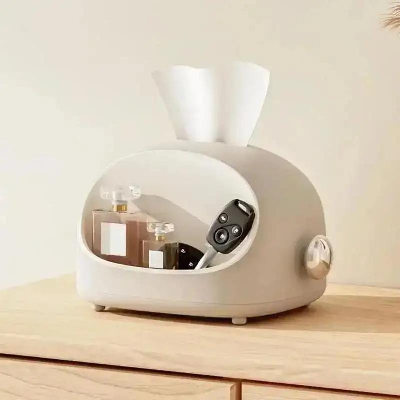 Solid Color Cute Shape Multifuction Tissue Holder Ins Style Dustproof Cute Ear Tissue Box For Living Room Napkin Box Storage