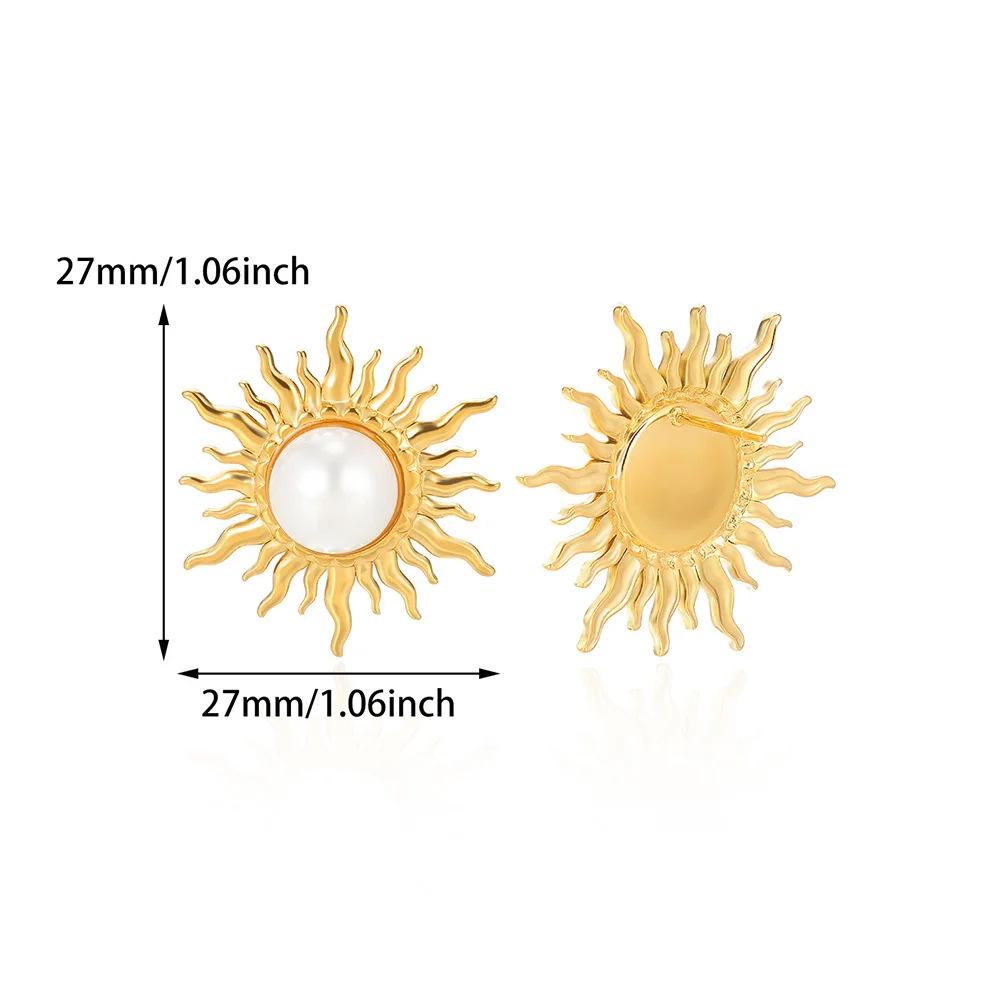 18K Gold-Plated Pearl Flower Stud Earrings - Retro French Style