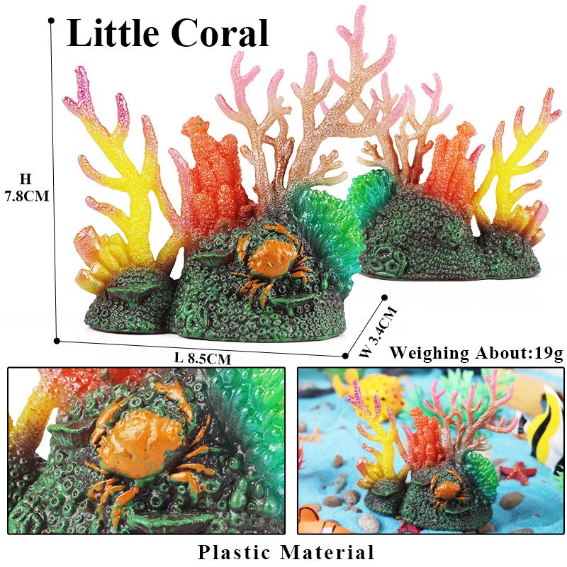Oenux Ocean Starfish Sea Anemone Coral Jellyfish Squid Shrimp Crab Shark Animals Model Action Figures PVC Miniature Kid Toy Gift