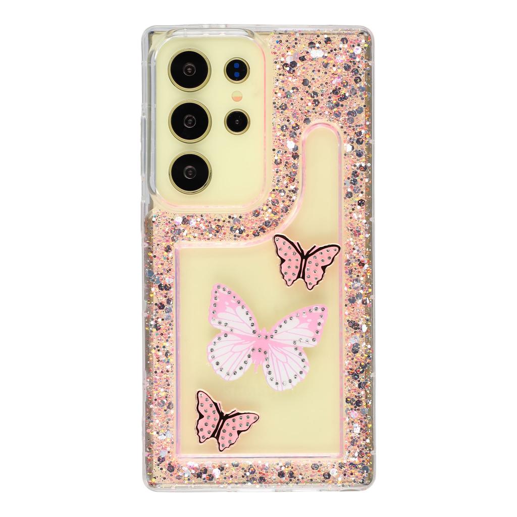 For Samsung Galaxy S23 Ultra Case DIY Butterfly Glitter Epoxy Soft TPU Phone Back Cover