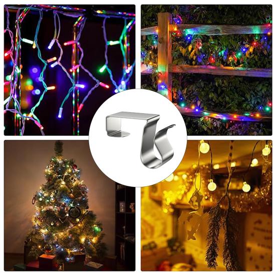 50 Pcs Gutter Clip-on Light Hooks Outdoor Holiday Lights Hanger Gutter Clips Roof Hooks Christmas Light Hooks