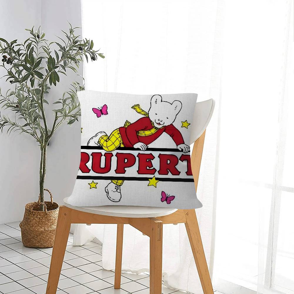 Anime R-Rupert B-Bear Maple Design Cushion Cover Happy Autumn Harvest Decor Holiday Decorati Pillow Cover