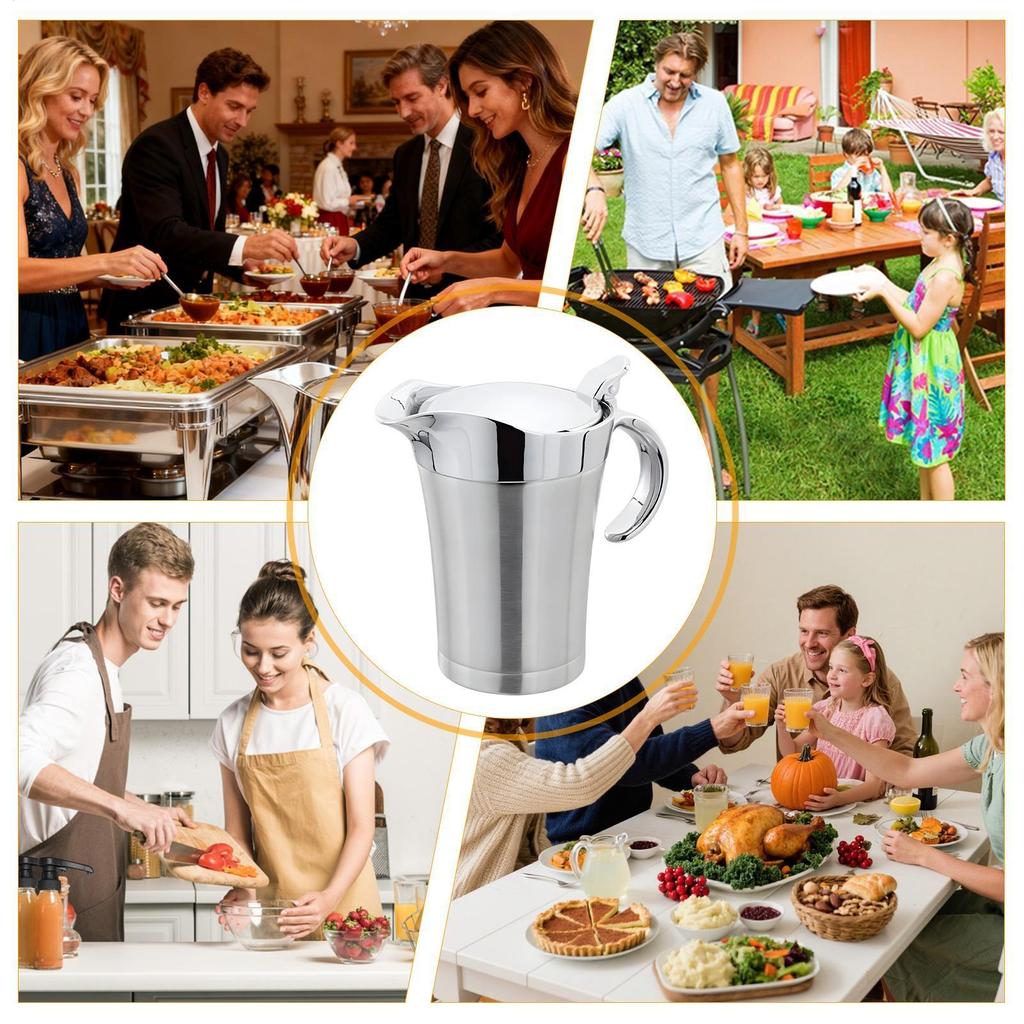 Gravy Boat Large Capacity Serving Jars Stainless Steel Gravy Boat for Family Dinner Halloween Christmas Farmhouse Table Steak