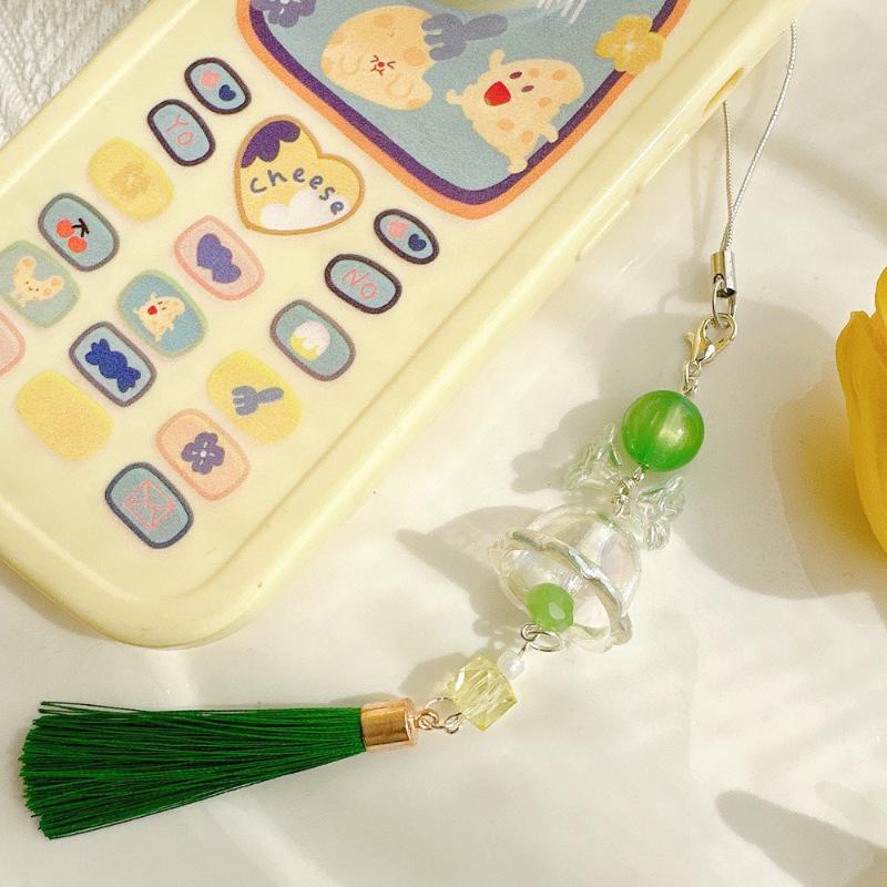 Cute Jellyfish Wind Chime Pendant Keychain Mobile Phone Lanyard Bag Key Ring Decorative Accessories For Girls Christmas Gift