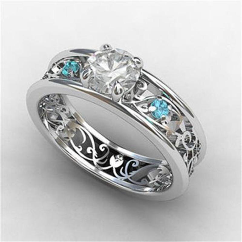 Inlaid Sapphire Rings Women Jewelry Decoration Fashion Gifts Design Elegant