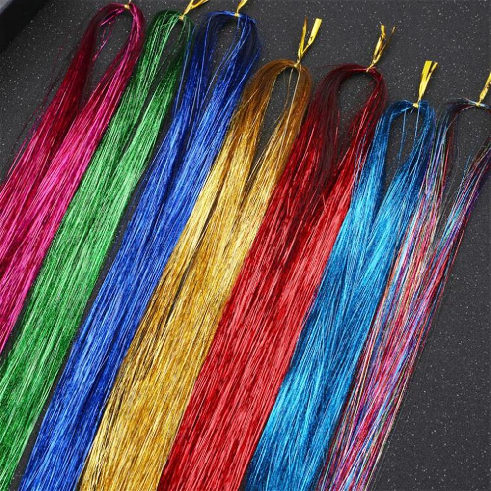 600 Strähnen funkeln glänzendes Haar Lametta Regenbogen-Haarverlängerung blendet Frauen Hippie-Haardekoration Flechten Haar-Styling-Tools