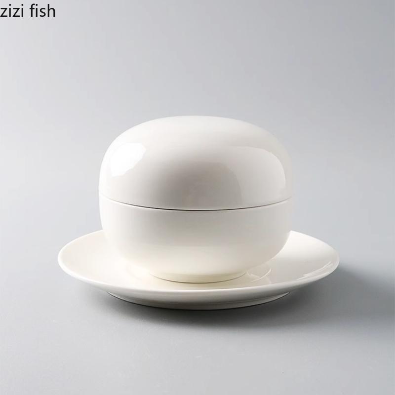 Ceramic Bowl Featured Stew Pot Soup Bowl with Lid Dining Plate Dessert Bowl Fruit Bowls Dim Sum Dish Steamed Egg Cup Ramen Bowls