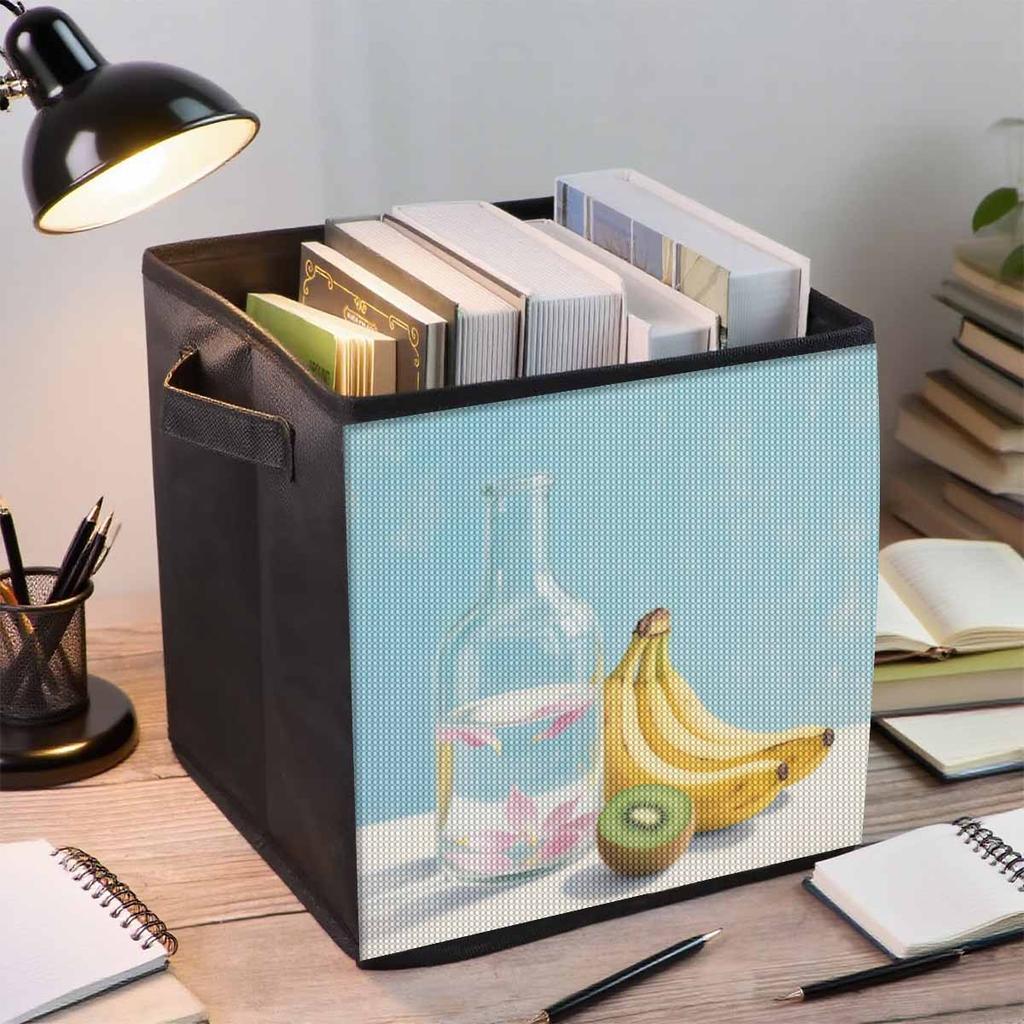 Bananas and A Water Cup 5D Diamond Painting Storage Basket Full Round Drill Mosaic Diamond Embroidery Cross Stitch Kits Home Decor Home Decor