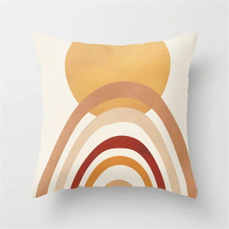 Home Decor Rainbow Pillowcase Modern Art Leaf Plant Geometric Cushion Cover Sofa   Abstract