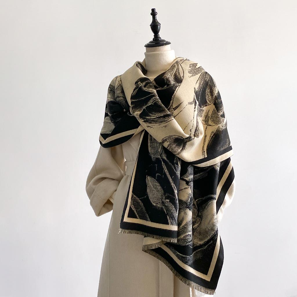 Luxury Winter Thicken Wrap Shawl Women's Imitation Cashmere Jacquard Scarf High Quality Two-Sided Pashmi Ladies Brand New Design for Daily Use