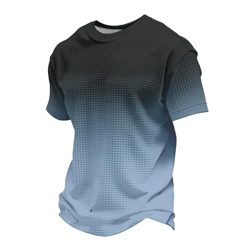 Men's Knit Short Sleeve Shirt, Summer Color Casual Tee, Comfortable Fashion Top