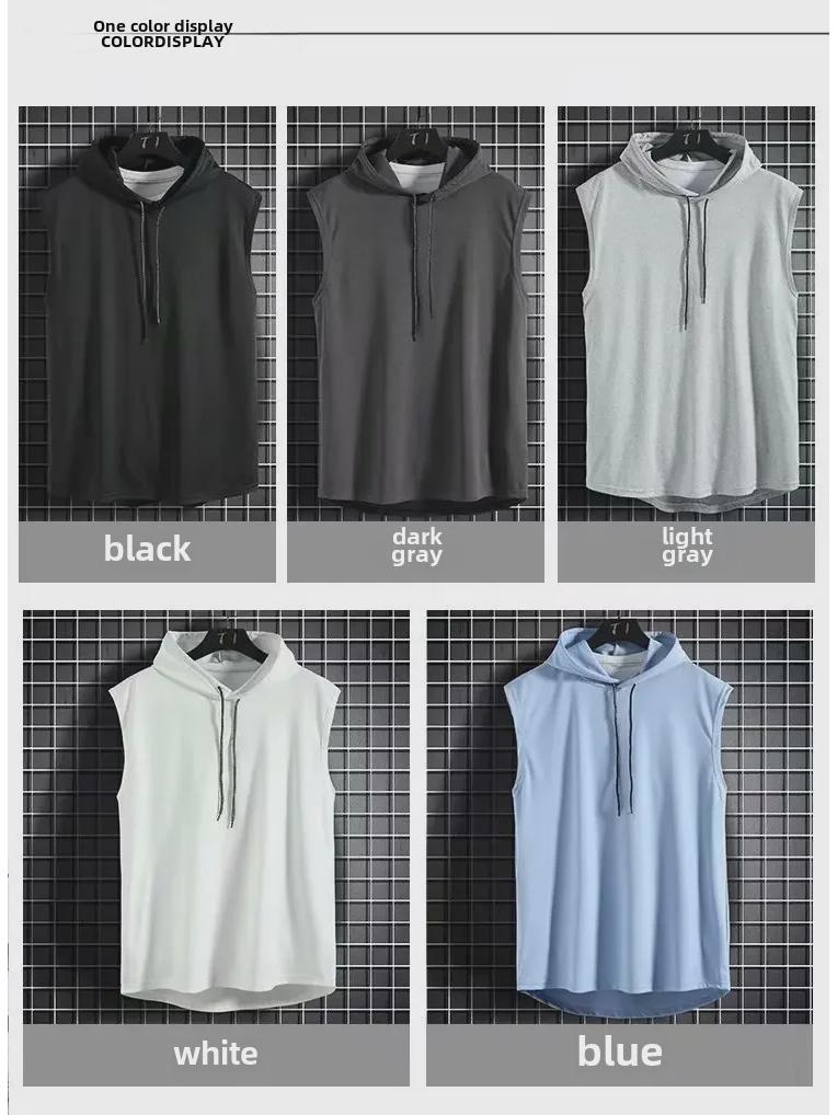 Men’s Slim Fit Hooded Sleeveless Vest for Summer Sports and Running